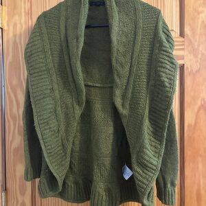 Lands' End Women's Olive Cardigan Sweater